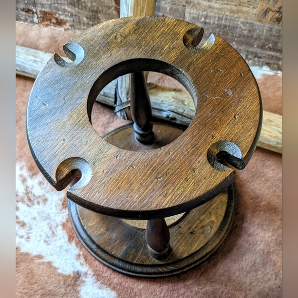 Vintage 80's Wood Wine Glass Holder - Picture 9 of 12